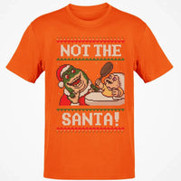 Humorous Holiday Dino Graphic Tee, Not the Santa Dinosaur Christmas Shirt, Retro Ugly Sweater T-Shirt, Dinosaur Lover Xmas Present Shirt