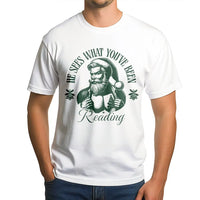 Humorous Santa Book Lover T-Shirt, He Sees What You've Been Reading T-Shirt, Bookish Christmas Shirt, Holiday Reader Graphic Tee, Bookworm Present