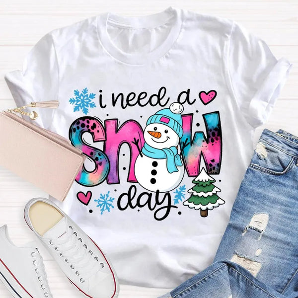 Winter Holiday Graphic Tee, Snow Day Snowman Christmas Tree T-Shirt, Adorable Snowman Tree Shirt, Humorous Winter Season Tee,