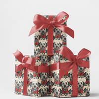 Red Bow Tie Dog Gift Wrap Roll, Dalmatian Christmas Wrapping Paper, Festive Spotted Puppy Holiday Wrapping Paper, Dog Lover Present Wrap