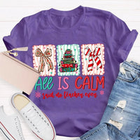 Humorous Teacher Christmas T-Shirt, All Is Calm Said No Teacher Ever Shirt, Snowflake Winter Graphic Tee, Holiday Educator T-Shirt