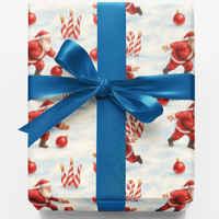 Humorous Christmas Bowler Gift Wrap, Bowling Santa Wrapping Paper, Retro Holiday Sport Wrapping Paper, Winter Xmas Gift Wrap Paper Roll