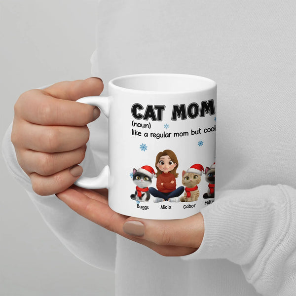 Like A Regular Mom but Cooler Custom Cat Mug, Personalized Cat Mom Ceramic Mug, Adorable Pet Avatar Coffee Cup, Christmas Pre