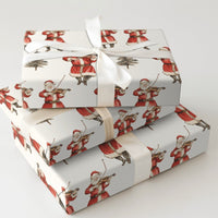 Musical Christmas Gift Wrap, Vintage Santa Violin Wrapping Paper, Cream Holiday Present Paper, Retro Musician Xmas Gift Wrap, Tree Wrap Roll