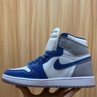 High Top Sneakers, Blue White Gray Colorway, Lace Up Design, Casual Gift for Sneaker Fans