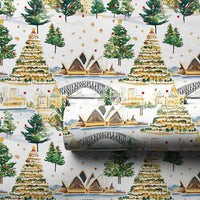 Sydney Opera House Gift Wrap, Sydney Christmas Wrapping Paper, Australian Harbour Bridge Wrapping Paper, Watercolor Holiday Gift Wrap Roll