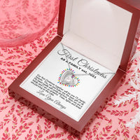 Forever Love Heart Necklace, First Christmas as a Family Necklace, 14K White Gold Cubic Zirconia Pendant, New Mom Wife Holiday Present