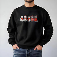 Festive Kitten Red Scarf Sweater, Adorable Cat Christmas Sweatshirt, Holiday Cat Lover Crewneck, Winter Cat Graphic Pullover, Cat Mom Xmas Present