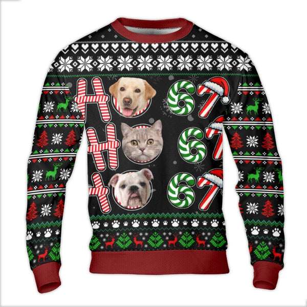 Personalized Dog Face Christmas Sweater, Custom Pet Photo Ugly Christmas Sweater, Custom Pet Holiday Sweater