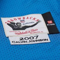 Detroit Lions Calvin Johnson Blue 2007 Authentic Throwback Retired Player Jersey