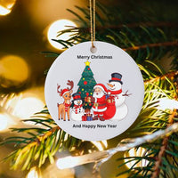 Santa Claus and Reindeer Ornament, Merry Christmas Tree Ceramic Ornament, Festive Holiday Keepsake Ornament, Christmas Present for Friends
