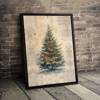 Glowing Lights Holiday Canvas Print, Watercolor Christmas Tree Canvas Wall Art, Festive Xmas Wall Art, Winter Christmas Canvas Decor