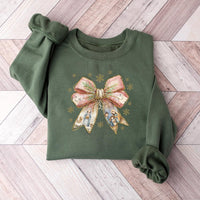 Coquette Bow Aesthetic Christmas Crewneck, Nativity Scene Sweatshirt, Religious Holiday Jesus Sweater, Christian Xmas Pullover