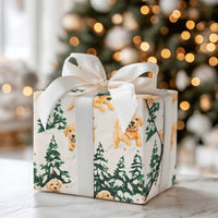 Winter Puppy Gift Wrap, Golden Retriever Christmas Wrapping Paper, Watercolor Dog Wrapping Paper, Holiday Dog Lover Xmas Wrapping Paper