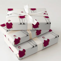 Casual Santa Christmas Gift Wrap, Maroon Polo Santa Wrapping Paper, Modern Santa Claus Holiday Paper, Humorous Xmas Present Wrap Roll