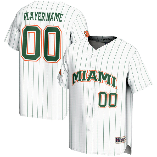 Miami Hurricanes NIL Pick-A-Player Lightweight Baseball Jersey - White