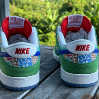 Low Top Sneakers, Green Blue Colorway, Lace Up Design, Casual Gift for Sneaker Fans