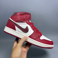 High Top Sneakers, Red Colorway, Cracked Pattern, Lace Up Design, Casual Gift for Sneaker Fans