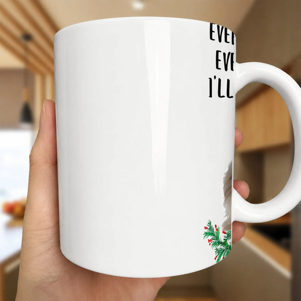 Festive Holiday Wreath Ceramic Cup, Humorous Christmas Llama Coffee Mug, Adorable Winter Animal Xmas Tea Mug, Holiday Coffee 