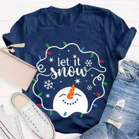 Let It Snow Holiday Graphic Tee, Christmas Lights Snowflakes Snowmen Shirt, Winter Wonderland T-Shirt, Festive Xmas Tee, Adorable Christmas Present