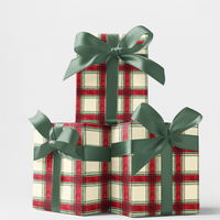 Red Green Tartan Gift Wrap, Cranberry Pines Plaid Wrapping Paper, Traditional Christmas Paper Roll, Festive Holiday Gift Wrap Paper