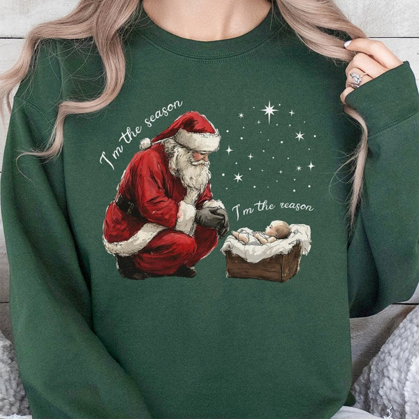 Christian Holiday Sweatshirt, Im the Season Im the Reason Jesus Christmas Sweatshirt, Religious Xmas Crewneck, Faith Graphic 