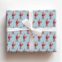 Sports Holiday Gift Wrap, Baseball Santa Christmas Wrapping Paper, Batter Santa Claus Gift Wrapping Paper, Baseball Fan Holiday Present Wrap