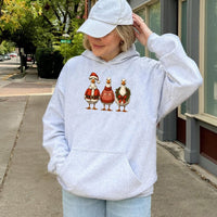 Holiday Farm Animal Graphic Sweatshirt, Humorous Christmas Goose Hoodie, Adorable Xmas Goose Hooded Sweater, Comfy Winter Goose Pullover, Xmas Present