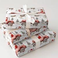 Red Off Road Vehicle Gift Wrap, Santa Claus Truck Wrapping Paper, Christmas Tree Paper Roll, Holiday Winter Gift Wrap, Car Lover Xmas Paper