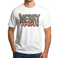 Leopard Print Santa Hat Shirt, Merry Christmas T-Shirt, Adorable Holiday Graphic Tee, Festive Winter Apparel, Christmas Present for Her