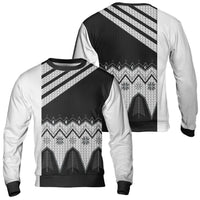 Nordic Winter Pattern Pullover, Black and White Christmas Sweatshirt, Minimalist Holiday Snowflake Crewneck, Festive Xmas Outfit Present