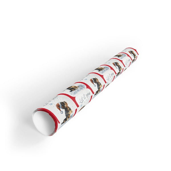 Santa Hat Puppy Gift Wrap, Dachshund Christmas Wrapping Paper, Weiner Dog Holiday Present Paper, Festive Dog Lover Christmas 