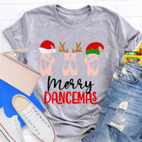 Humorous Christmas Dance Graphic Tee, Merry Dancemas Ballet Teacher T-Shirt, Dance Instructor Holiday Shirt, Adorable Ballerina Xmas Dancer Present