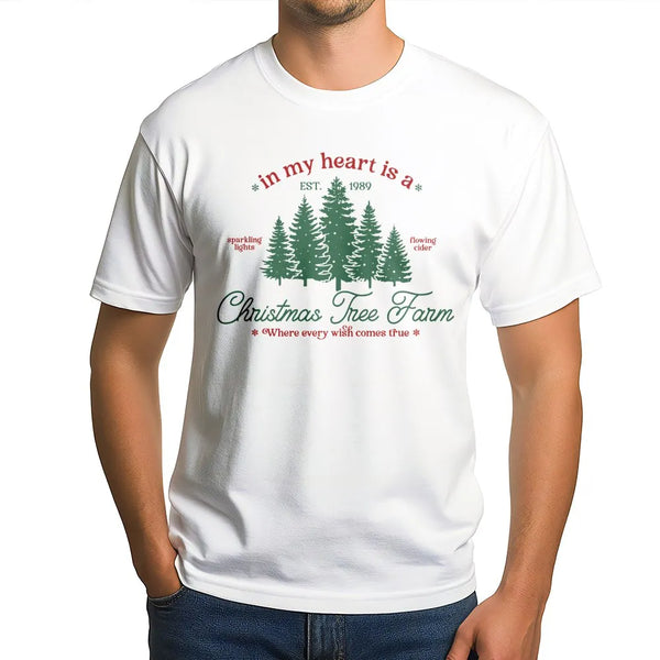 In My Heart Aesthetic T-Shirt, Christmas Tree Farm T-Shirt, Retro Holiday Graphic Shirt, Adorable Winter Tree Tee, Womens Hol