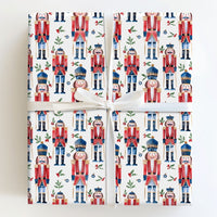 Watercolor Christmas Gift Wrap Roll, Nutcracker Wrapping Paper, Holiday Nutcracker Soldier Wrapping Paper, Festive Xmas Gift Wrapping Paper