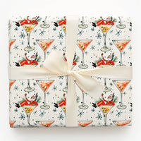 Cheerful Christmas Cocktail Gift Wrap, Humorous Santa Martini Wrapping Paper, Humorous Holiday Wrapping Paper, Secret Santa Gift Wrap Roll