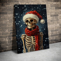 Santa Hat Gothic Wall Art, Christmas Skeleton Canvas Wall Art, Spooky Holiday Canvas Print, Dark Xmas Room Decor, Digital Download