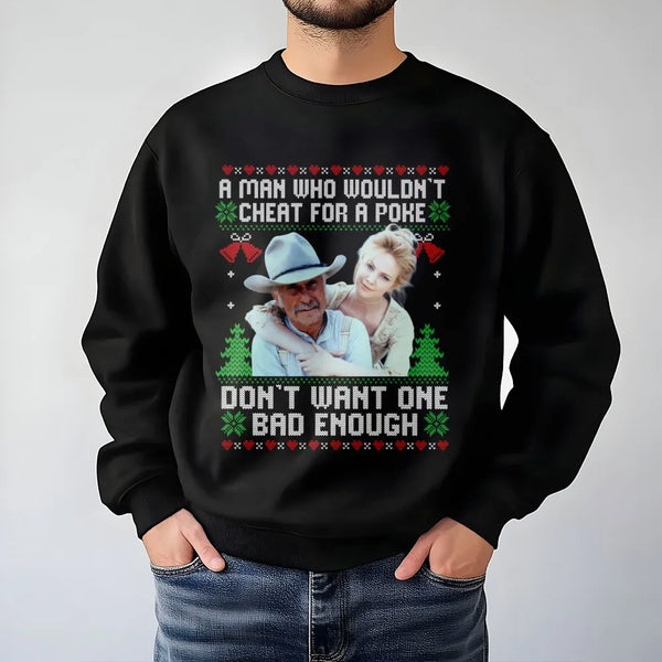 Western Ugly Christmas Sweater, Humorous Cowboy Christmas Sweatshirt, Rodeo Holiday Crewneck, Rancher Xmas Pullover, Country 