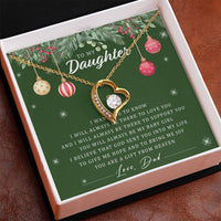 Dad to Daughter Necklace, To My Daughter Heart Necklace, Forever Love Pendant, Christmas Daughter Necklace, Sentimental Keepsake Jewelry