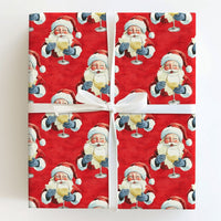 Humorous Red Christmas Gift Wrap, Santa Drinking White Wine Wrapping Paper, Jolly Santa Wine Lover Wrapping Paper, Holiday Party Gift Wrap Roll