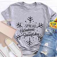 Winter Holiday Graphic Tee, Spread Kindness Like Snowflakes Christmas Shirt, Festive Kindness Quote T-Shirt, Merry Xmas Apparel Present