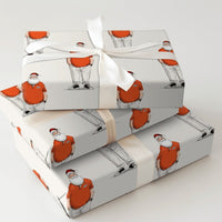 Modern Santa Claus Gift Wrap, Orange Polo Santa Wrapping Paper, Adorable Casual Santa Holiday Wrapping Paper, Humorous Christmas Wrapping Paper