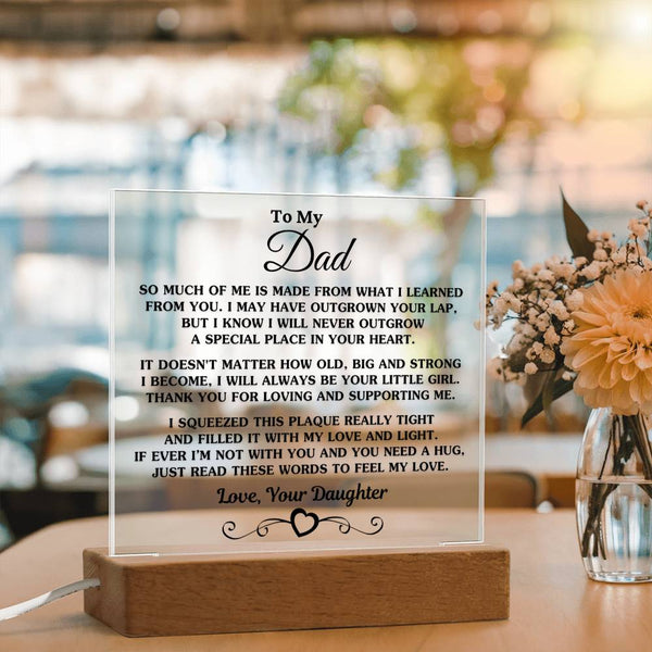 Sentimental Poem Plaque, Daughter to Dad Acrylic Plaque, LED Night Light Plaque, Fathers Day Desk Sign, Birthday Christmas Pr