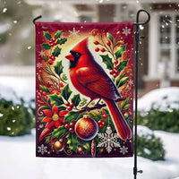 Winter Season Double Sided Lawn Flag, Cardinal Bird Christmas Garden Flag Red Cardinal Holiday Yard Flag, Outdoor Xmas Yard Banner