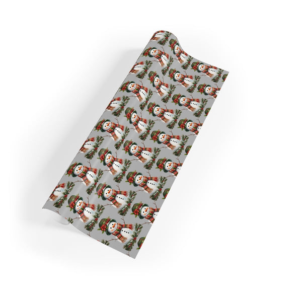 Plaid Scarf Christmas Gift Wrap, Vintage Snowman Wrapping Paper, Retro Winter Snowman Wrapping Paper Roll, Holiday Present Wr