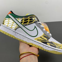 Low Top Sneakers, White Black Green Silver Colorway, Metallic Finish, Lace Up Design, Casual Gift for Sneaker Fans