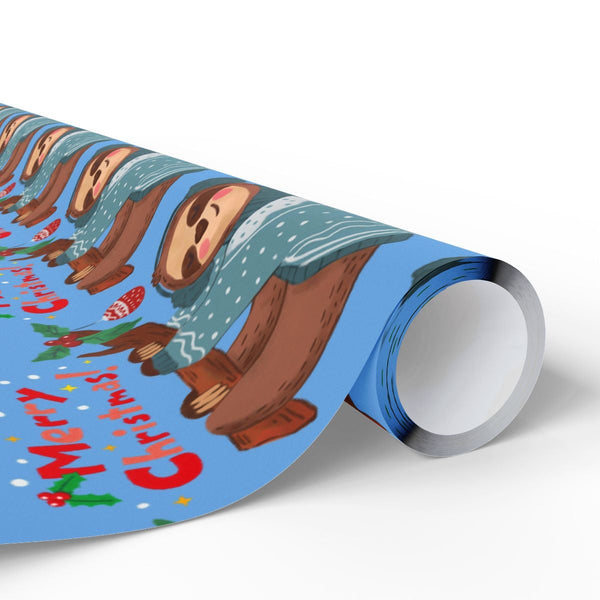 Adorable Holiday Animal Gift Wrap, Christmas Sloth Wrapping Paper, Humorous Xmas Sloth Wrapping Paper Roll, Festive Winter Gi