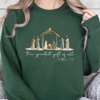 The Greatest Present of All Sweatshirt, Nativity Scene Christmas Sweatshirt, Religious Christian Holiday Pullover, Faith Crewneck Sweatshirt