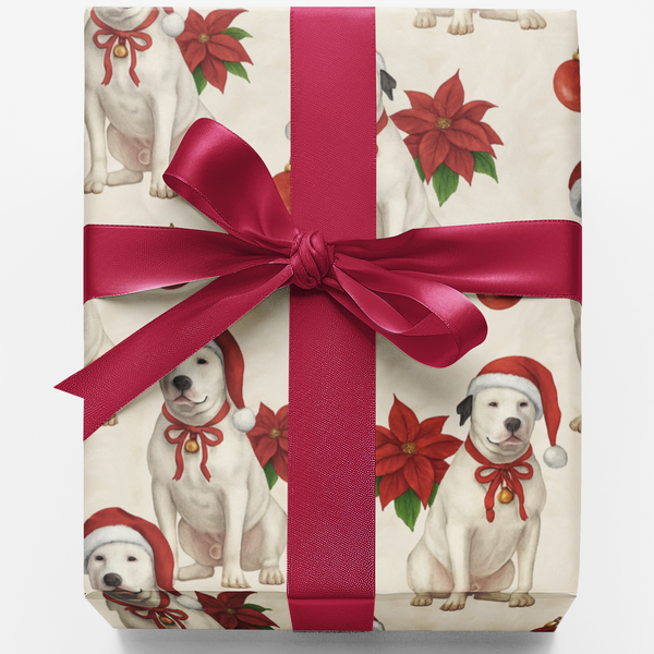 Christmas Dog Gift Wrap, Dogo Argentino Wrapping Paper, Festive Dog Holiday Paper Roll, Dogo Argentino Christmas Gift Wrappin
