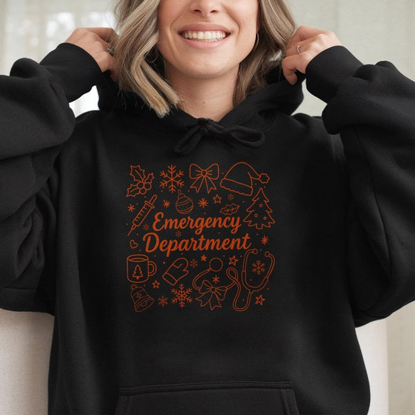 Medical Stethoscope Santa Sweatshirt, Emergency Department Christmas Hoodie, Festive ER Nurse Pullover, Hospital Healthcare X